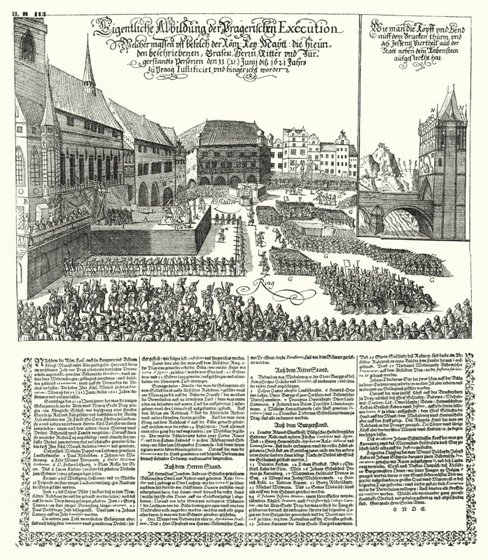 Hinrichtung von Rebellen gegen den Heiligen Römischen Kaiser Ferdinand II. in Prag von German School