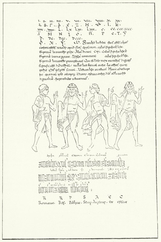 Faksimile einer Seite aus De Temporibus (Über die Zeit) von Beda Venerabilis (Stich) von German School