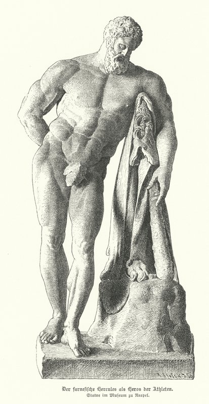 Farnesischer Herkules, römische Kopie einer antiken griechischen Statue von Lysippos von German School