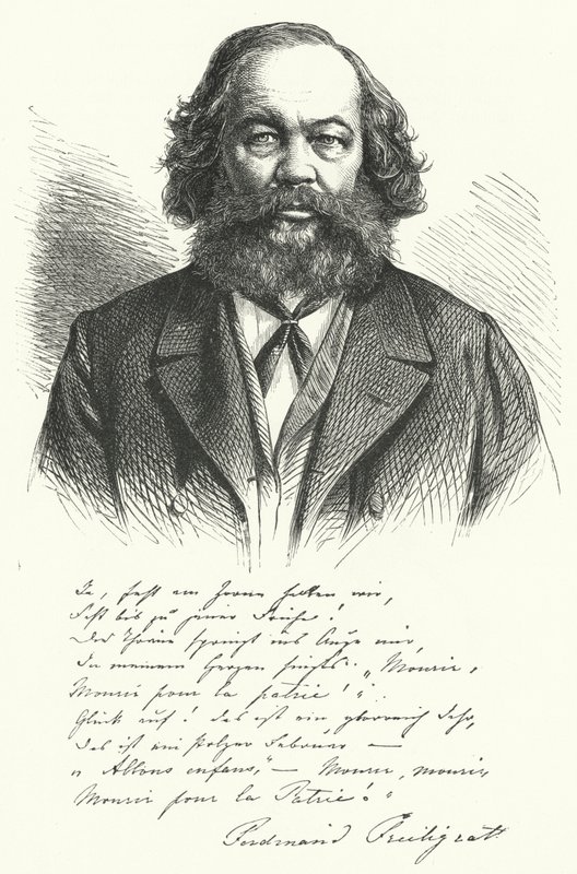 Ferdinand Freiligrath, deutscher Dichter, Übersetzer und liberaler politischer Agitator (Stich) von German School