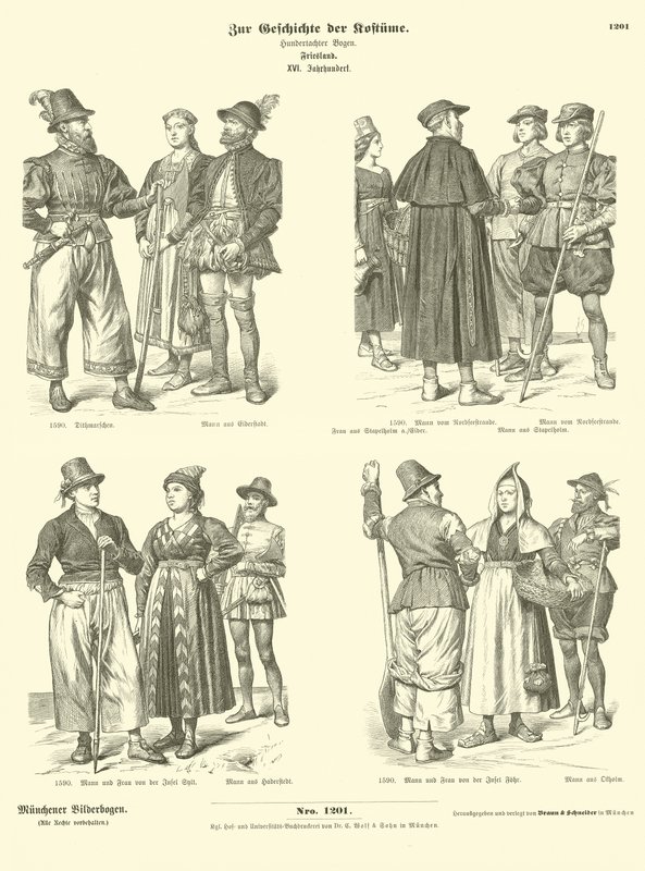 Friesische Kostüme, 16. Jahrhundert von German School