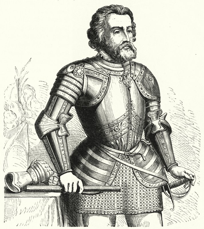 Hernán Cortés, spanischer Konquistador von German School