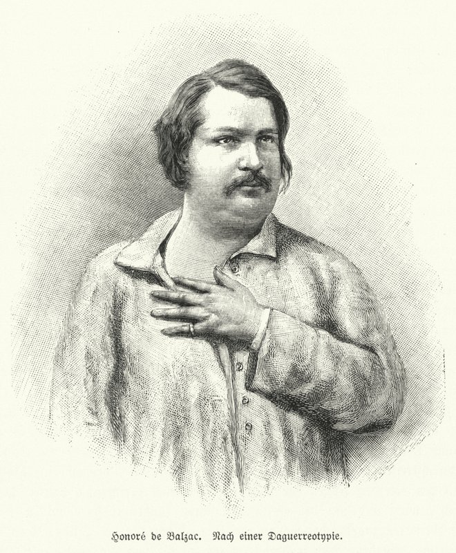 Honoré de Balzac, französischer Romanautor und Dramatiker (Lithografie) von German School