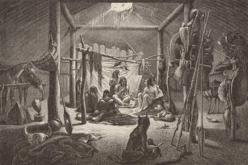 Hütte des nordamerikanischen Indianerhäuptlings (Stich) von German School