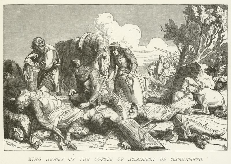 König Heinrich bei der Leiche von Adalbert von Babenberg von German School