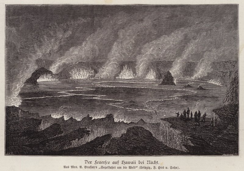 See aus geschmolzener Lava bei Nacht, Hawaii von German School