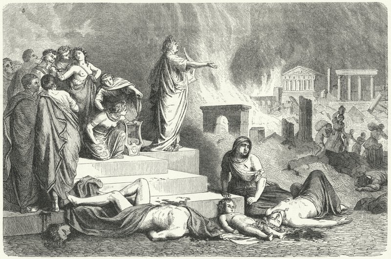 Nero während des Großen Brandes von Rom, 64 von German School