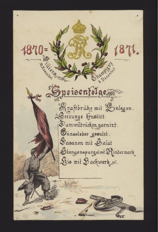 Neujahrsbankette der besetzenden Deutschen in Villiers und Champigny, Paris, 30. Dezember 1870 und 2. Januar 1871 von German School
