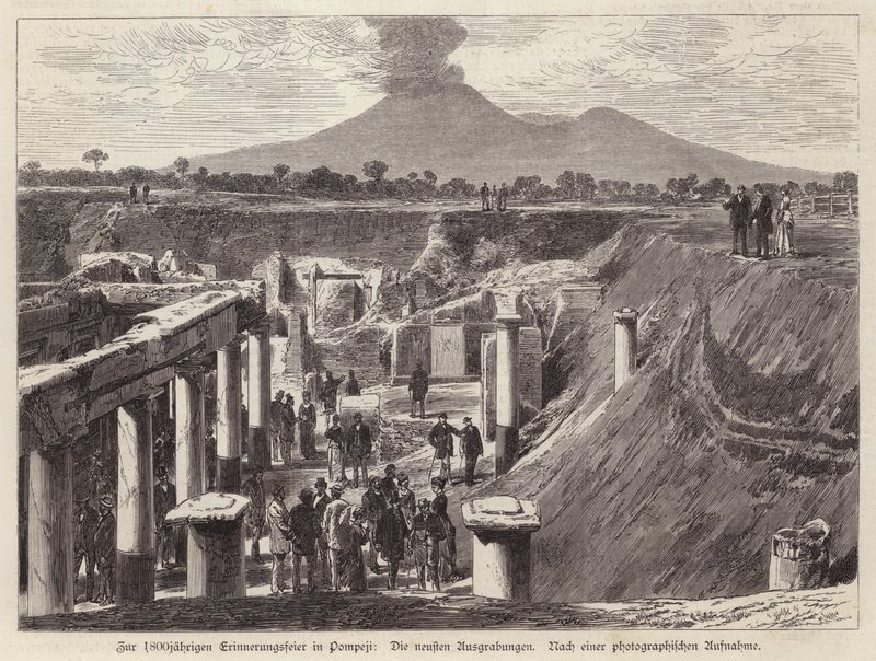 Neue Ausgrabungen in Pompeji, Italien (Stich) von German School