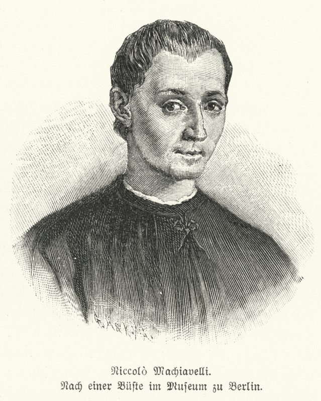 Niccolo Machiavelli, italienischer Diplomat, Politiker, Philosoph und Schriftsteller (Lithografie) von German School