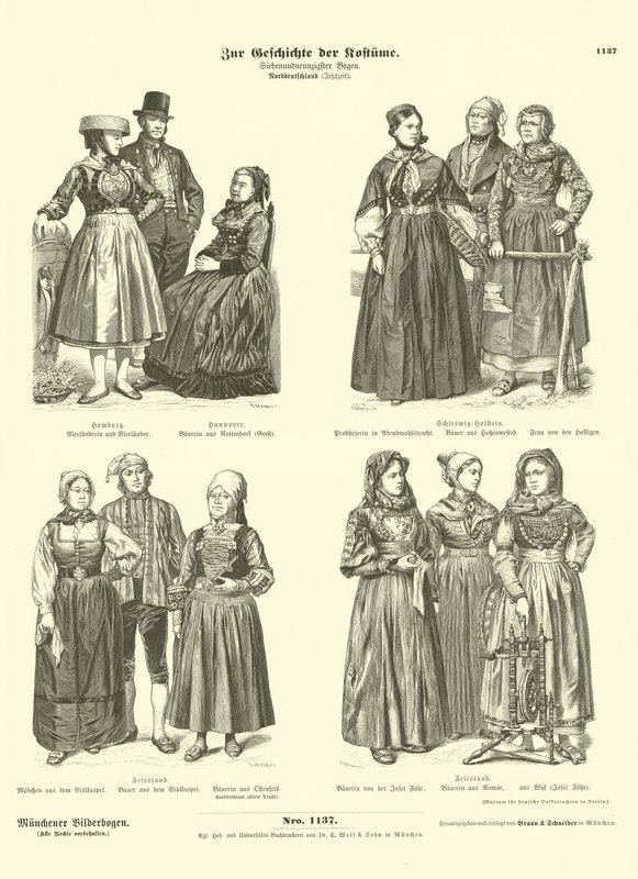 Norddeutsche Kostüme, spätes 19. Jahrhundert von German School