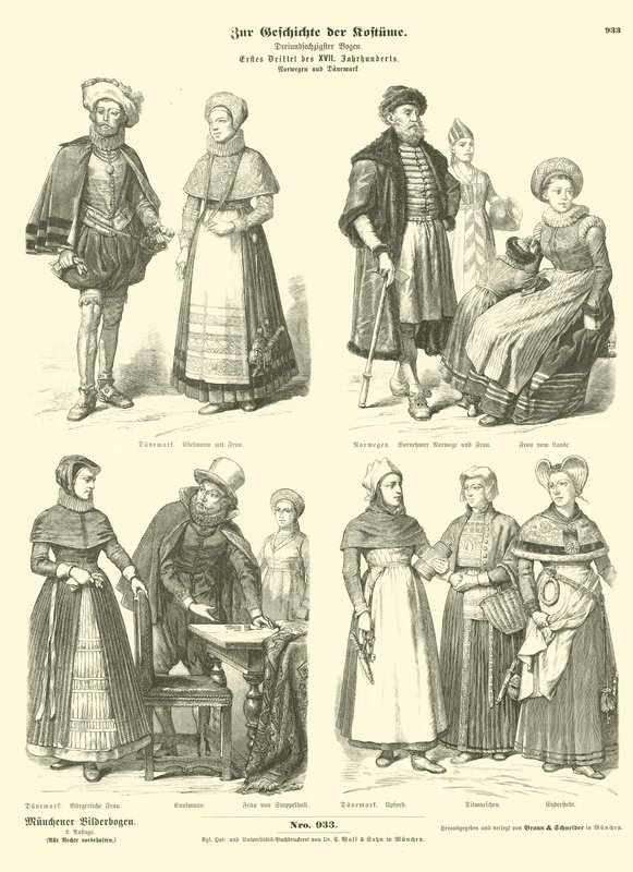 Norwegische und dänische Kostüme, frühes 17. Jahrhundert von German School