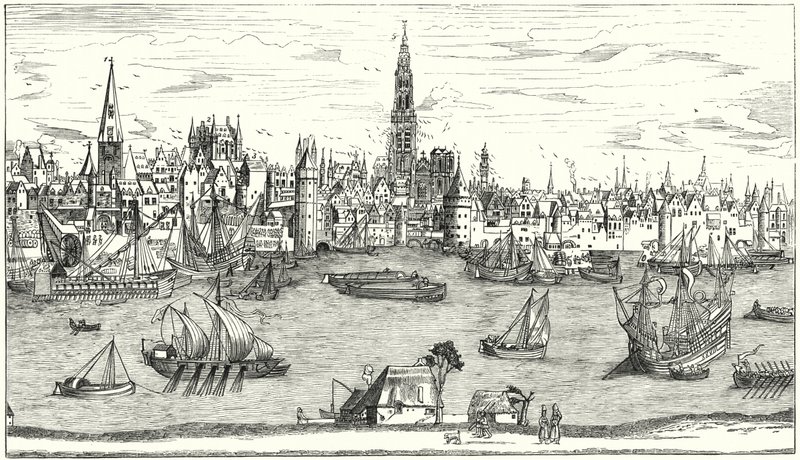 Panorama von Antwerpen zu Beginn des 16. Jahrhunderts von German School