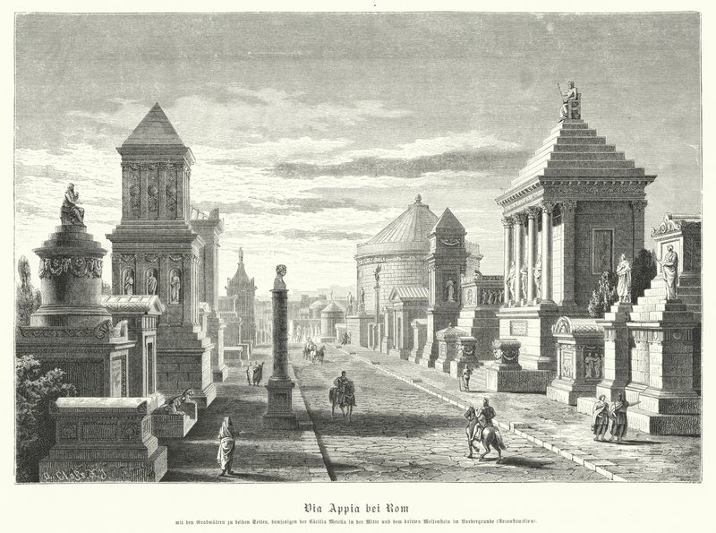 Römische Gräber entlang der Via Appia am Drei-Meilen-Marker von German School