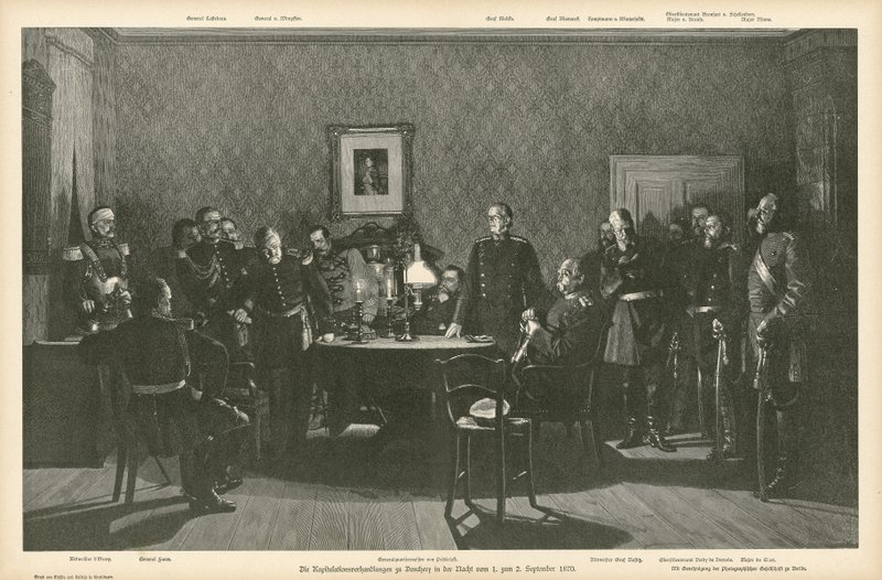 Kapitulationsverhandlungen in Donchery, Frankreich, 1.-2. September 1870 von German School