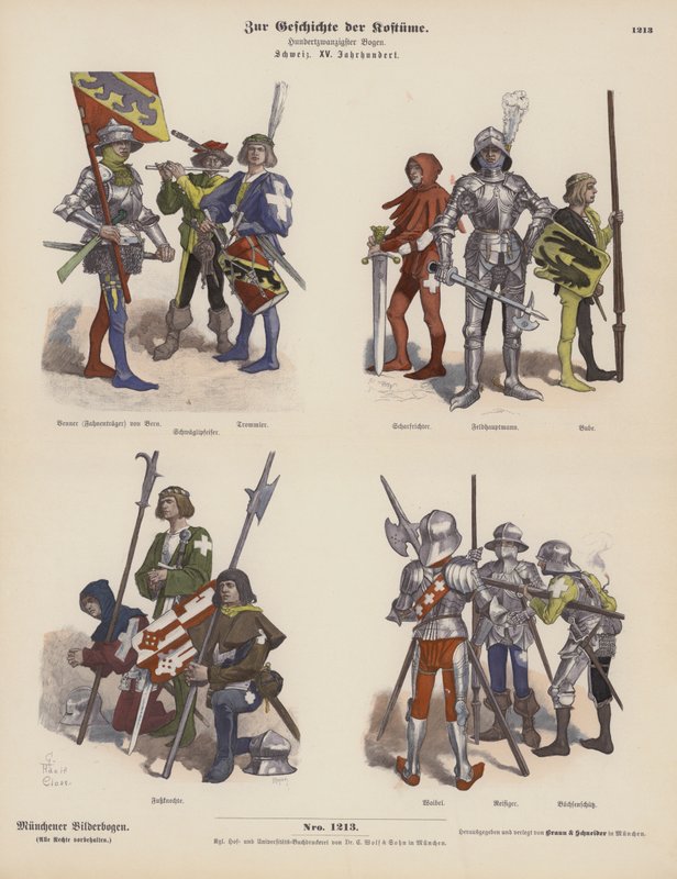Schweizer Militärkostüme des 15. Jahrhunderts von German School