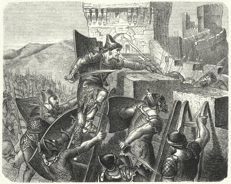Die Babylonier stürmen die Mauern Jerusalems (Stich) von German School