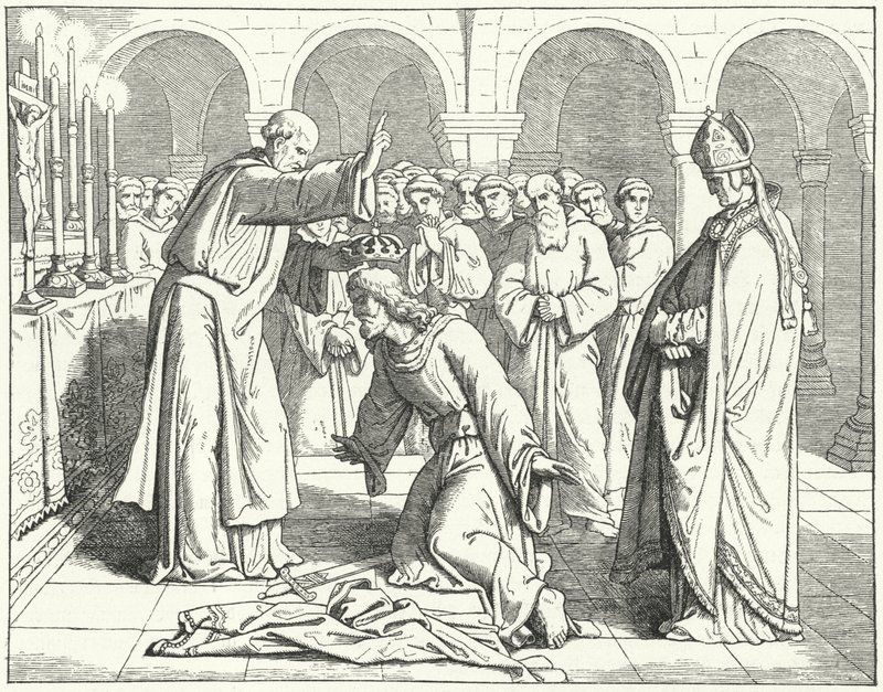 Der Heilige Römische Kaiser Heinrich II. erhält einen Segen im Kloster St. Vitus in Verdun von German School
