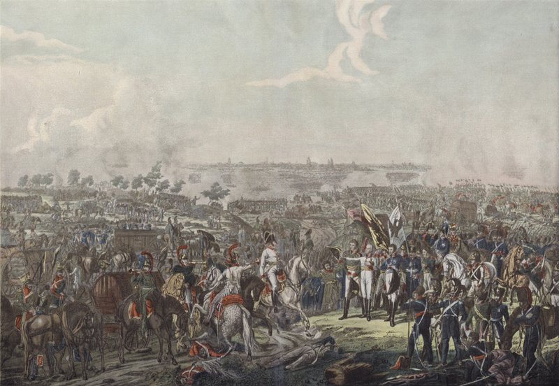 Der Prinz von Schwarzenberg bringt den alliierten Herrschern am Abend des 18. Oktober 1813 die Nachricht vom Sieg in der Schlacht bei Leipzig von German School