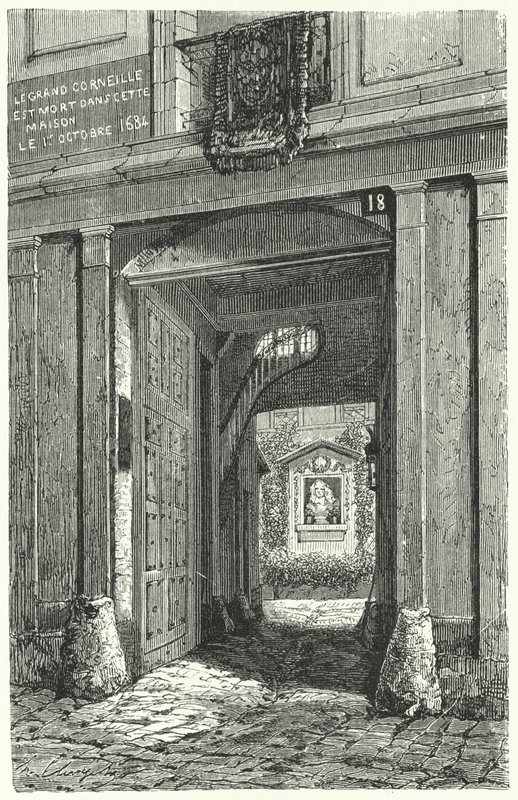 Das Haus in Paris, in dem der französische Dramatiker Pierre Corneille 1684 starb (Stich) von German School