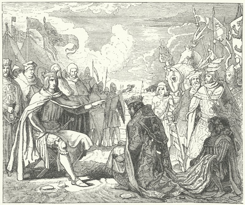 Die Wiederherstellung von Ottokar II. als König von Böhmen durch Rudolf von Habsburg von German School