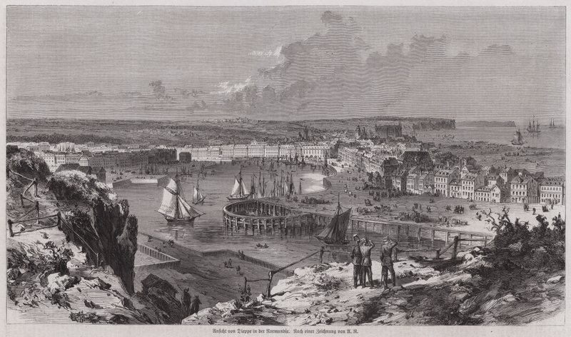 Ansicht des Hafens von Dieppe, Normandie, Frankreich (Gravur) von German School