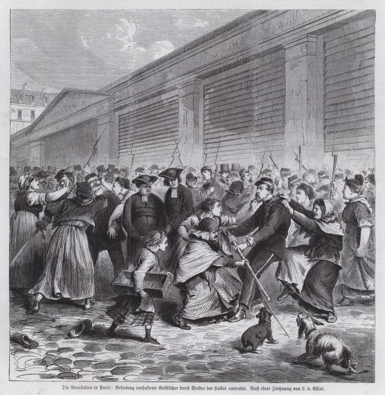 Frauen des Marktes von Les Halles befreien Mitglieder des Klerus aus der Gefangenschaft, Pariser Kommune von German School