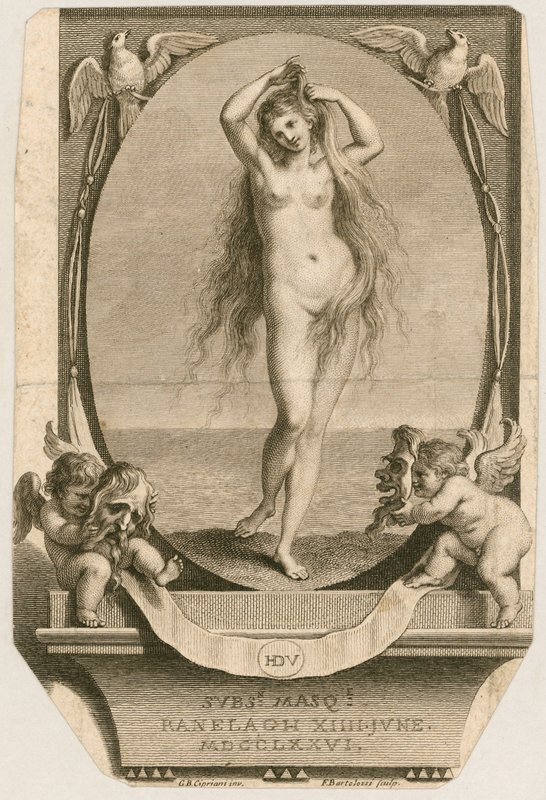 Eintrittskarte zu einem Maskenball in Ranelagh, London, 14. Juni 1776 von Giovanni Battista Cipriani