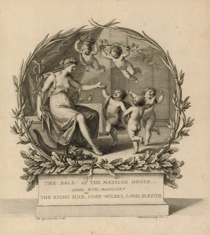 Eintrittskarte zum Ball im Mansion House, London, 17. April 1775 von Giovanni Battista Cipriani