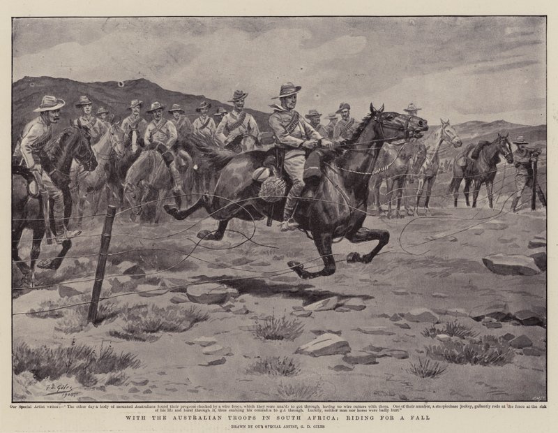 Mit den australischen Truppen in Südafrika, reiten für einen Sturz von Godfrey Douglas Giles