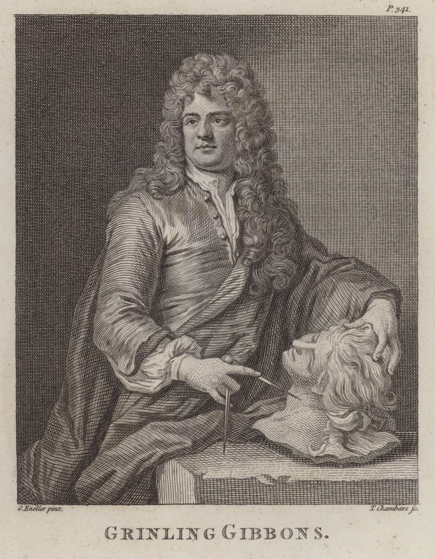 Grinling Gibbons, englischer Holzschnitzer und Bildhauer von Godfrey (after) Kneller