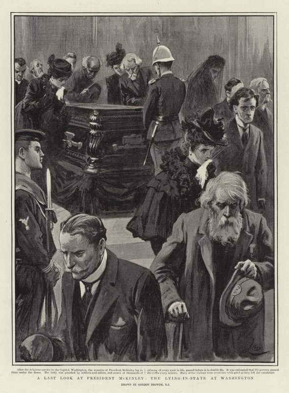 Ein letzter Blick auf Präsident McKinley, der Leichnam im Staat in Washington von Gordon Frederick Browne