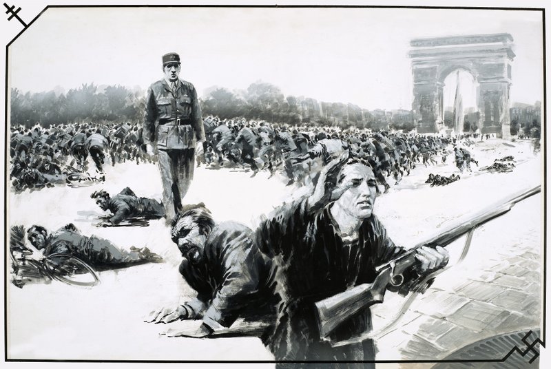 Charles de Gaulle macht seinen Siegesmarsch über die Champs-Élysées während der Befreiung von Paris von Graham Coton