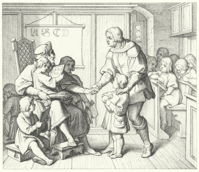 Martin Luther in der Schule (Stich) von Gustav Ferdinand Leopold Konig