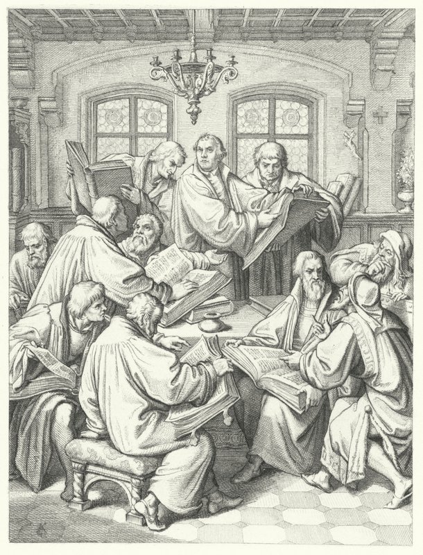 Martin Luther übersetzt die Bibel ins Deutsche (Stich) von Gustav Ferdinand Leopold Konig