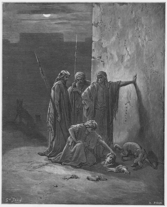 Gustave Doré Bibel: Jehus Gefährten finden die Überreste von Isebel von Gustave Dore