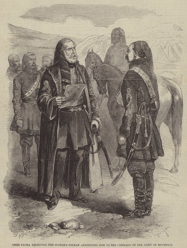 Omer Pacha erhält den Firman des Sultans, der ihn zum Kommandeur der Armee von Rumelien ernennt von Gustave Janet