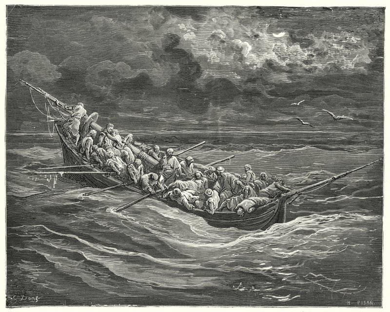 Gustave Dorés Don Quixote: "Zoraida verbarg die ganze Zeit ihr Gesicht, damit sie ihren Vater nicht sehen konnte" von Gustave Dore