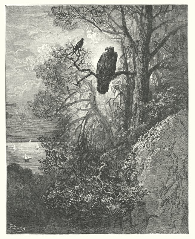 Die Fabeln von La Fontaine: Der Adler und die Elster von Gustave Dore