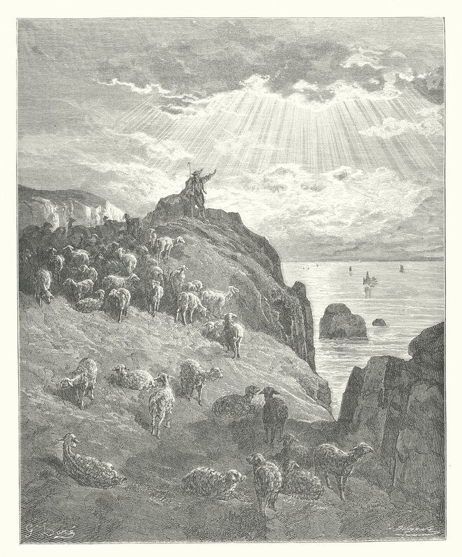 Die Fabeln von La Fontaine: Der Hirte und das Meer von Gustave Dore