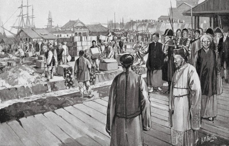 Kommissar Lin zerstört Tausende von Opiumkisten von H. M. (after) Burton