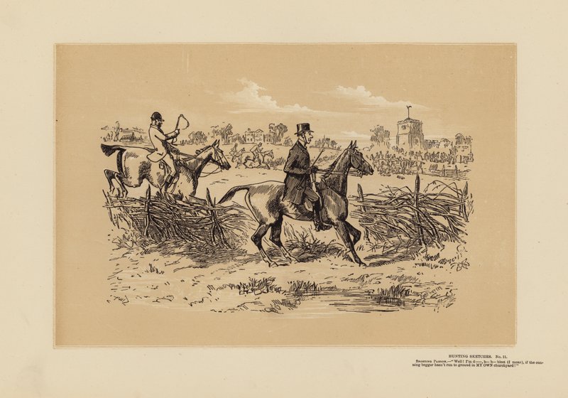 Jagdszenen, Nr. 11, Ein sportlicher Pfarrer (Gravur) von Hablot Knight (1815 92) Browne
