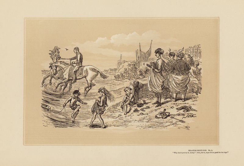 Skizzen am Meer, Nr. 2, Es ist so gut für die Beine (Gravur) von Hablot Knight (1815 92) Browne