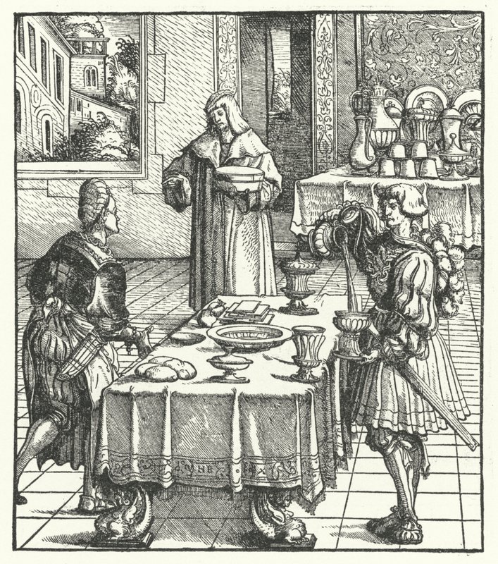 Erzherzog Maximilian von Österreich lernt die Kochkunst von Hans (after) Burgkmair