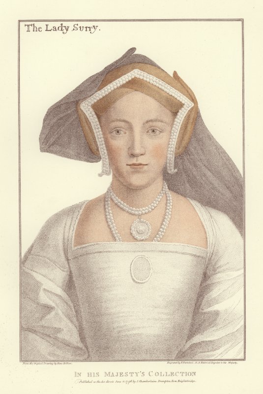 Frances Howard, Gräfin von Surrey (Aquatinta) von Hans Holbein der Jüngere