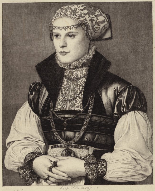 Porträt einer Frau in Kleidung des 16. Jahrhunderts von Hans Holbein der Jüngere