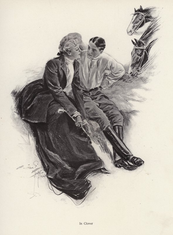 Romantisches Paar macht eine Pause während eines Ausritts von Harrison Fisher