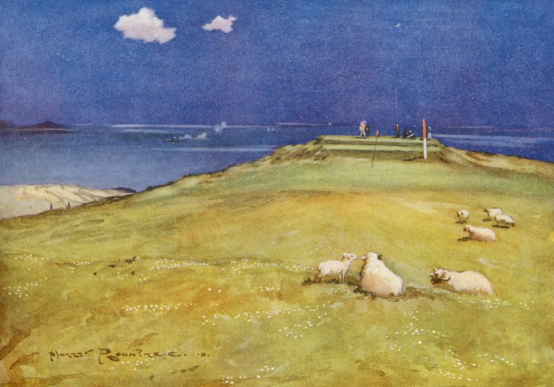Golfplätze: Gullane, das sechste Grün und der siebte Abschlag von Harry (1878 1950) Rountree