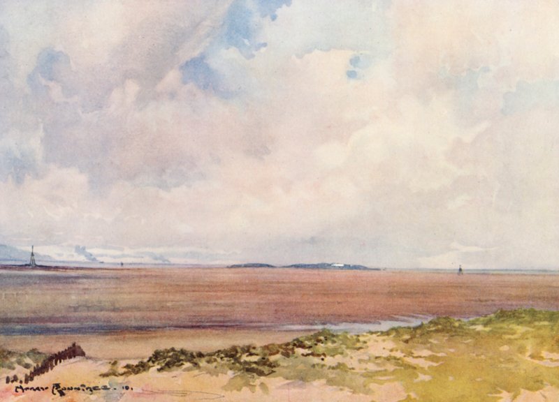 Golfplätze: Hoylake, Blick auf Hilbre vom neunten Tee von Harry (1878 1950) Rountree