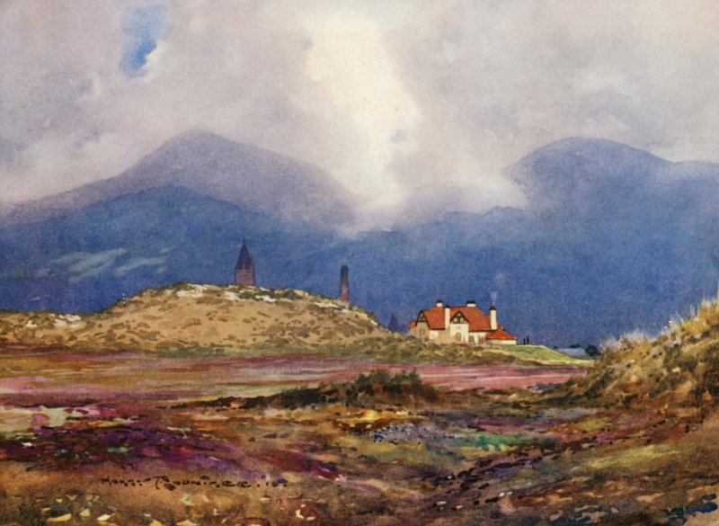 Golfplätze: Newcastle, das neunte Loch und das Clubhaus von Harry (1878 1950) Rountree